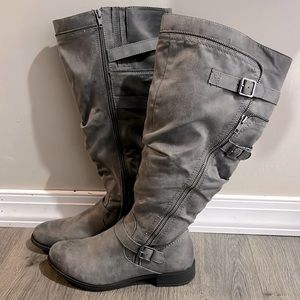 Gray knee high boots for sale!